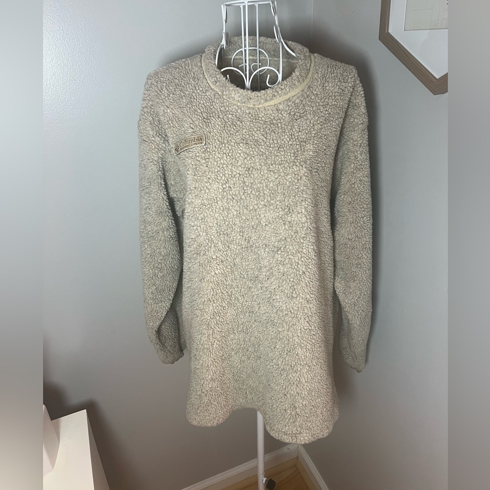 Columbia Unisex Teddy Sherpa Pullover Sweatshirt Size Small Crew/Mock Neck - Picture 2 of 5